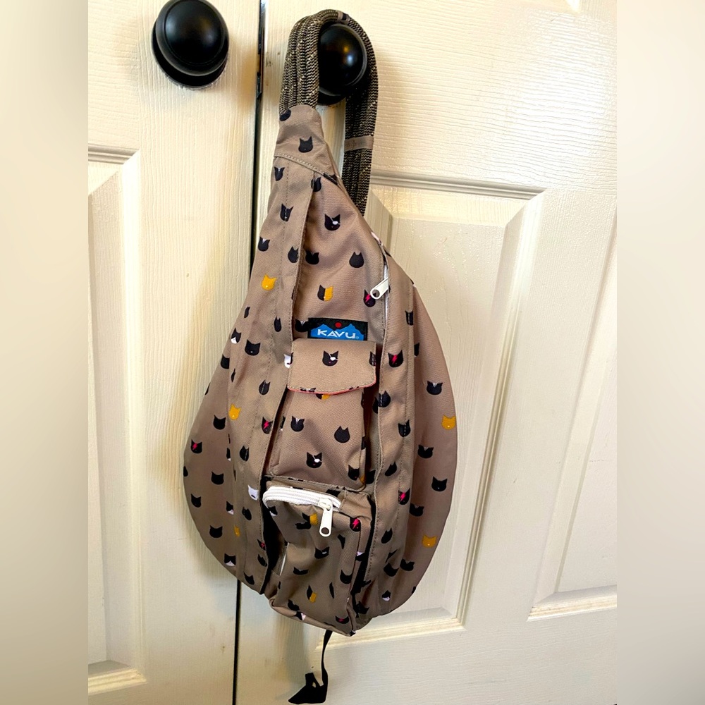 KAVU Sling Rope Bag Backpack Cattitude Hard to Find excellent condition